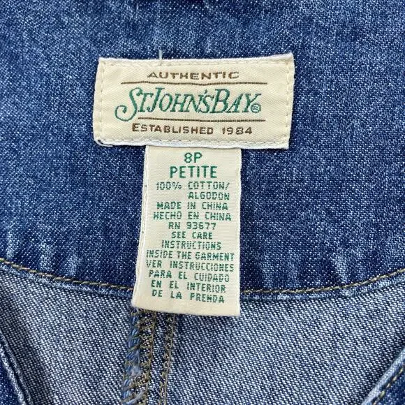 🔥Vintage 90s Y2K St. John’s Bay Denim Mini Jumper Dress Button Down Pockets 8P - Picture 10 of 16